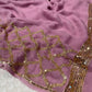 LAVENDER COLOUR PURE CHIFFON HAND EMBROIDERED SAREE EMBELLISHED WITH SEQUINS & CUD