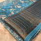 TURQUOISE COLOUR COTTON SILK PRINTED SAREE WITH ZARI BORDER