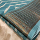 TURQUOISE COLOUR COTTON SILK SAREE WITH ZARI BORDER