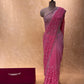 PINK SHADED CHIFFON HAND EMBROIDERED SAREE EMBELLISHED WITH CUTDANA & BEADS WORK