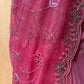 PINK SHADED CHIFFON HAND EMBROIDERED SAREE EMBELLISHED WITH CUTDANA & BEADS WORK