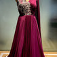 WINE COLOUR CHINON GOWN EMBELLISHED WITH ZARI EMBROIDERY