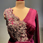 WINE COLOUR CHINON GOWN EMBELLISHED WITH ZARI EMBROIDERY