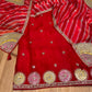 RED COLOUR PURE ORGANZA HAND EMBROIDERED UNSTITCHED SUIT WITH LEHARIYA DUPATTA EMBELLISHED WITH GOTA PATTI WORK