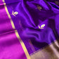 PURPLE COLOUR PURE CHANDERI PATTU SILK SAREE WITH CONTRAST BORDER EMBELLISHED WITH ZARI WEAVES