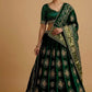BOTTLE GREEN COLOUR GAJJI SILK BANDHANI LEHENGA WITH UNSTITCHED BLOUSE EMBELLISHED WITH GOTA PATTI WORK - Kothari Sons