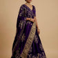 PURPLE COLOUR GAJJI SILK BANDHANI LEHENGA WITH UNSTITCHED BLOUSE EMBELLISHED WITH GOTA PATTI WORK - Kothari Sons