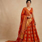 ORANGE COLOUR GAJJI SILK BANDHANI LEHENGA WITH UNSTITCHED BLOUSE EMBELLISHED WITH GOTA PATTI WORK - Kothari Sons
