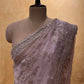 PASTEL PEACH COLOUR ORGANZA TISSUE HAND EMBROIDERED SAREE EMBELLISHED WITH CUTDANA, SEQUINS & ZARDOZI WORK