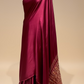 BURGUNDY COLOUR MODAL SILK SATIN SAREE WITH BANARASI PALLA