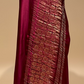 BURGUNDY COLOUR MODAL SILK SATIN SAREE WITH BANARASI PALLA