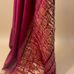 BURGUNDY COLOUR MODAL SILK SATIN SAREE WITH BANARASI PALLA