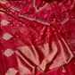 RED DOLA TISSUE SILK SAREE WITH PEARL & CUTDANA EMBELLISHED READYMADE BLOUSE