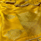 YELLOW DOLA TISSUE SILK SAREE WITH PEARL & CUTDANA EMBELLISHED READYMADE BLOUSE