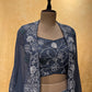 GREY COLOR CREPE SILK WITH CROP TOP BLOUSE & ORGANZA SHRUG EMBELLISHED WITH CUTDANA & BEADS WORK