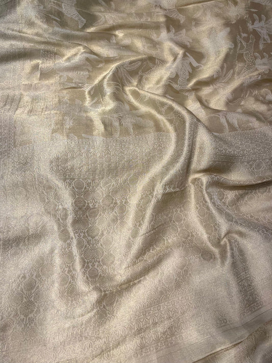 IVORY COLOUR GEORGETTE ZARI JACQUARD SAREE BY SIDDHAIKA