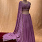 LEVANDER COLOR CHINON LEHENGA WITH CROP TOP BLOUSE EMBELLISHED WITH CUTDANA, ZARDOZI & SEQUINS WORK