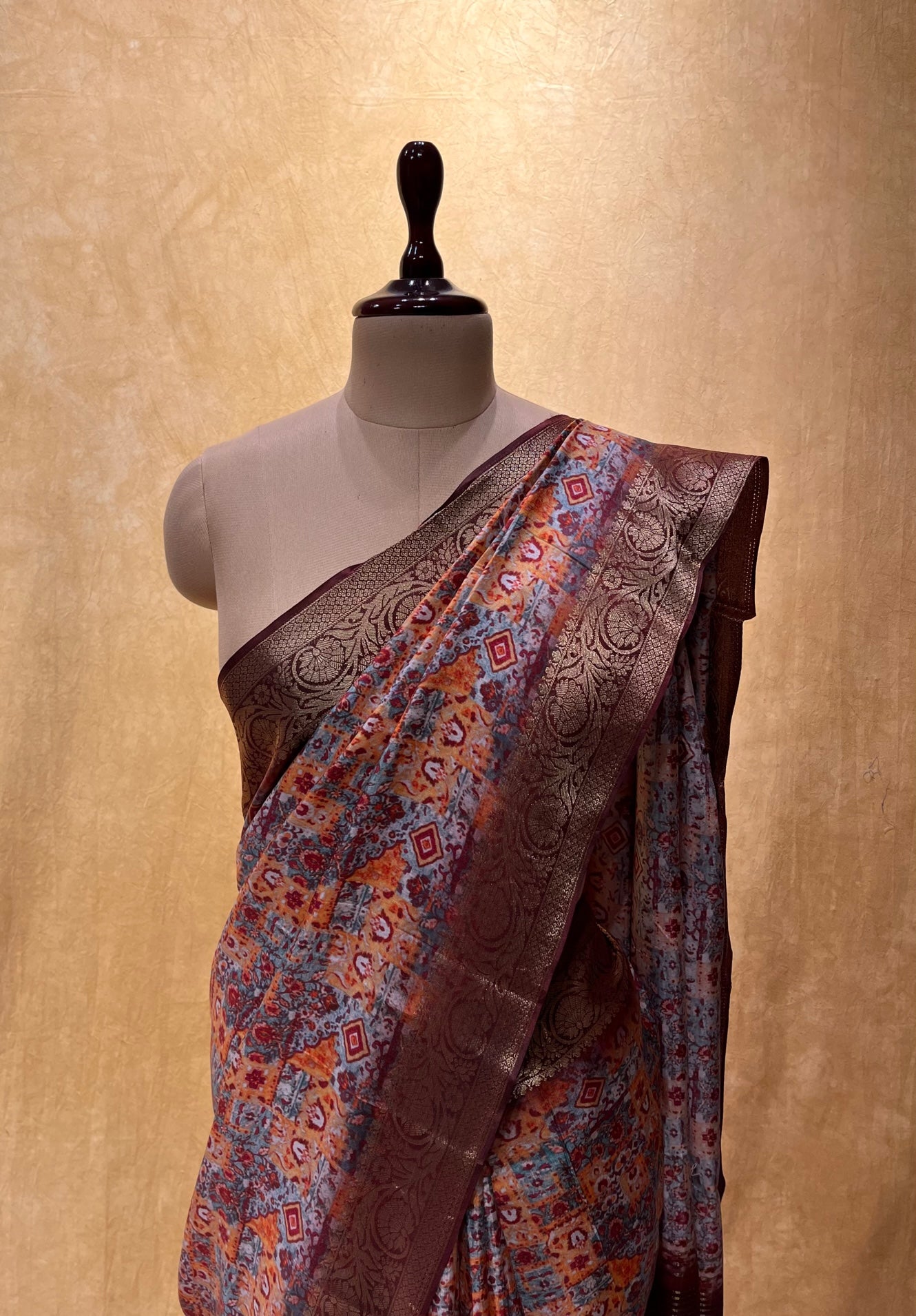 PEACH COLOUR DOLA SILK SAREE EMBELLISHED WITH ZARI BORDER