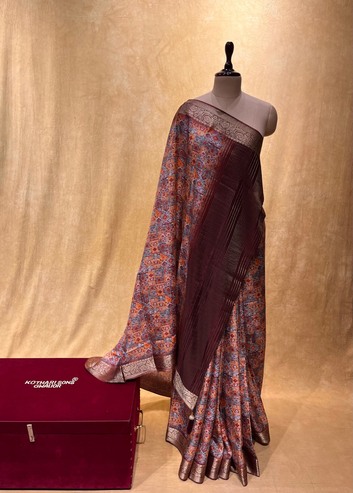 PEACH COLOUR DOLA SILK SAREE EMBELLISHED WITH ZARI BORDER