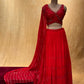 RED COLOR GEORGETTE LEHENGA WITH READYMADE CROP TOP BLOUSE & CHIFFON DUPATTA EMBELLISHED WITH SEQUINS & MIRROR WORK