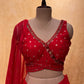 RED COLOR GEORGETTE LEHENGA WITH READYMADE CROP TOP BLOUSE & CHIFFON DUPATTA EMBELLISHED WITH SEQUINS & MIRROR WORK