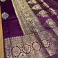 WINE COLOUR PURE BANARASI/CHINIYA SILK SAREE EMBELLISHED WITH ZARI WEAVES