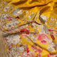 MUSTARD COLOUR TUSSAR  EMBROIDERED SARRE WITH PRINTED BLOUSE EMBELLISHED WITH RESHAM WORK