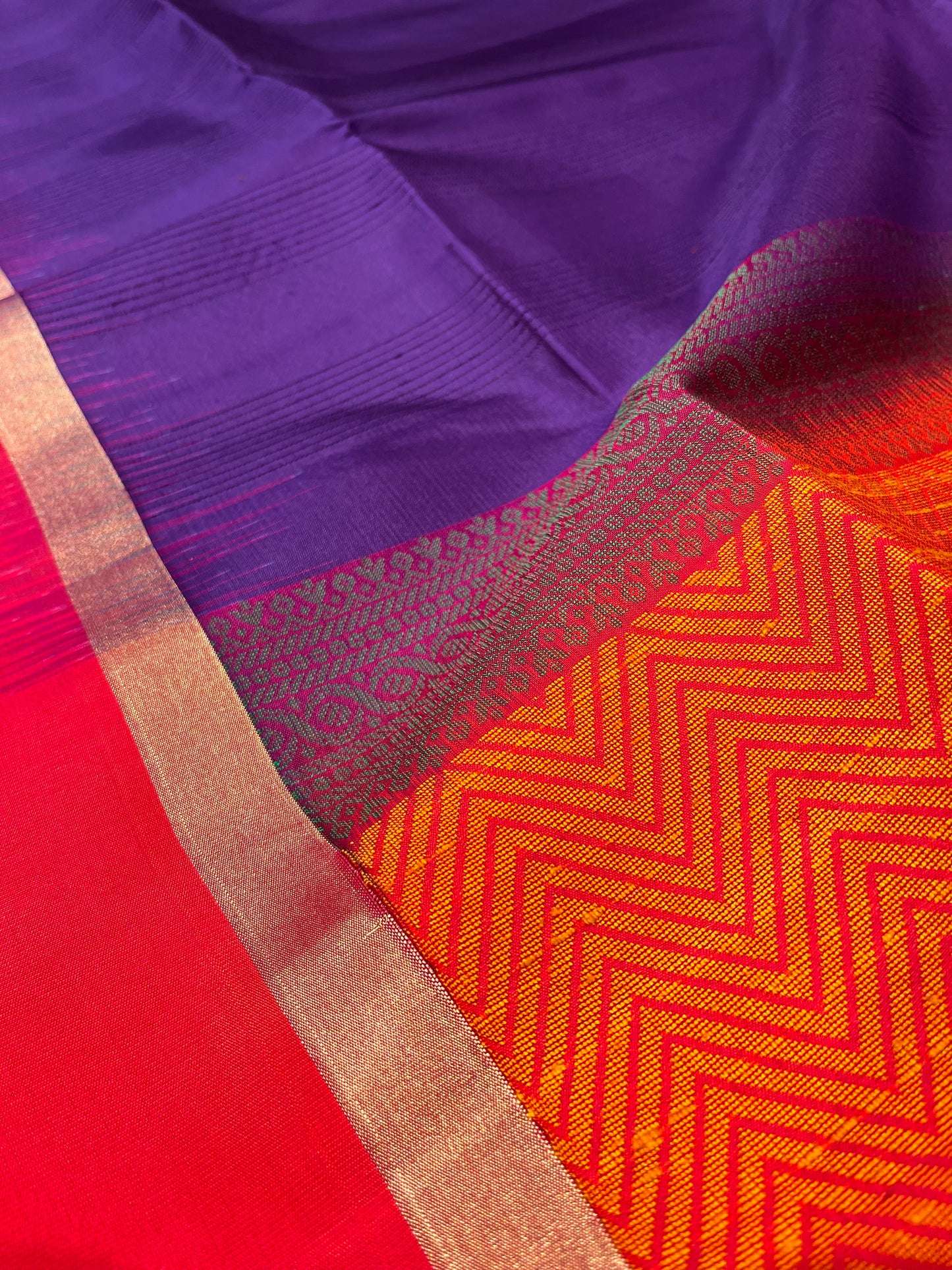 PURPLE COLOUR DHARMAVARAM SILK DHARMAVARAM SAREE WITH CONTRAST BLOUSE