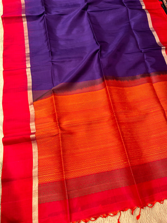 PURPLE COLOUR DHARMAVARAM SILK DHARMAVARAM SAREE WITH CONTRAST BLOUSE