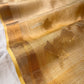 PASTEL YELLOW COLOUR MUNGA TISSUE SAREE WITH ZARI BORDER