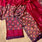 HOT PINK COLOUR CHANDERI SILK PRINTED UNSTITCHED SUIT