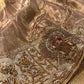 GOLDEN COLOR PURE TISSUE HAND EMBROIDERED SAREE EMBELLISHED WITH ZARDOZI WORK