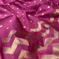 ONION COLOUR PURE CHANDERI HANDLOOM SAREE EMBELLISHED WITH ZARI WEAVES & ZIGZAG BORDER