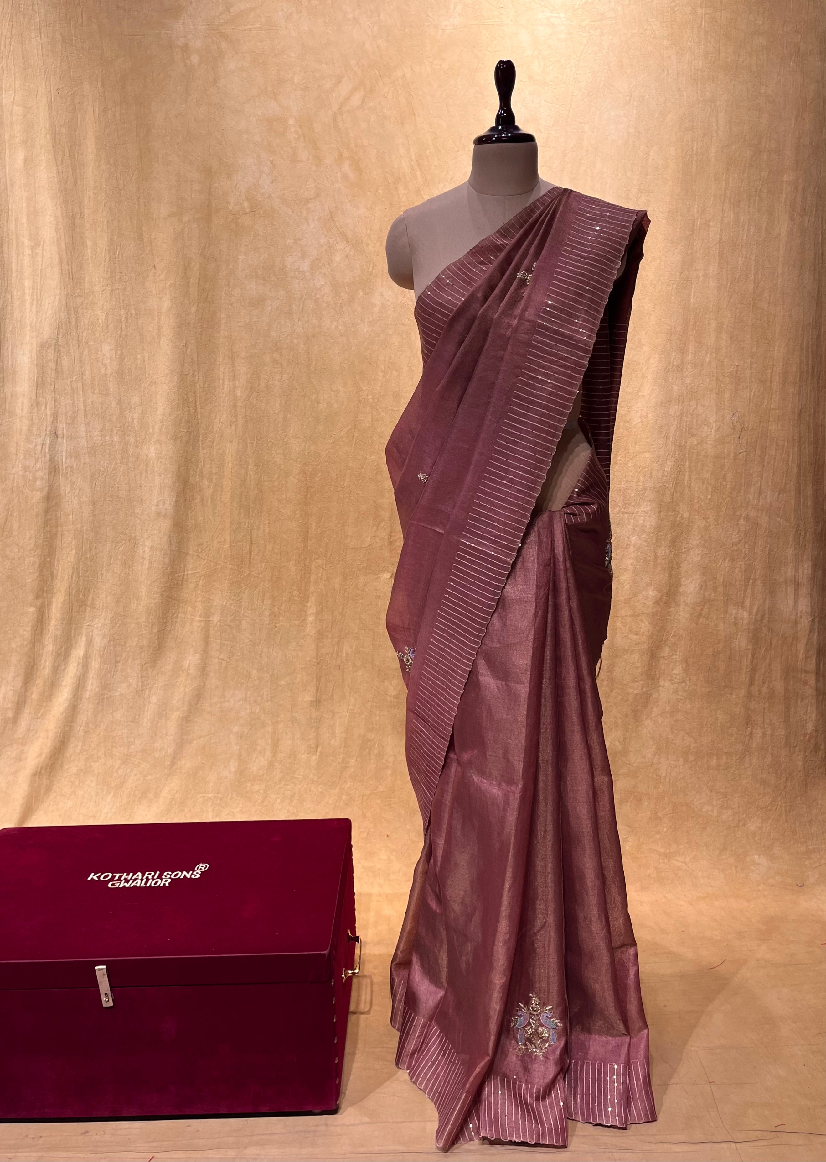 Wine Pure Banarasi Handloom Katan Silk Saree - Aura Benaras