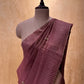 ONION PINK COLOUR HANDLOOM CHANDERI SILK HAND EMBROIDERED SAREE EMBELLISHED WITH ZARDOSI WORK