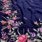 BLUE COLOUR GEORGETTE PARSI GARA HAND EMBROIDERED SAREE EMBELLISHED WITH RESHAM WORK ( DELIVERY IN 60 DAYS )