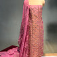 PINK COLOUR CREPE TISSUE UNSTITCHED SUIT WITH ORGANZA DUPATTA EMBELLISHED WITH SEQUINS, CUTDANA & MIRROR WORK