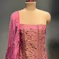 PINK COLOUR CREPE TISSUE UNSTITCHED SUIT WITH ORGANZA DUPATTA EMBELLISHED WITH SEQUINS, CUTDANA & MIRROR WORK