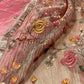 PINK COLOUR TISSUE SILK UNSTITCHED SUIT WITH CRUSHED TISSUE DUPATTA EMBELLISHED WITH RESHAM EMBROIDERY