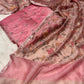 PINK COLOUR TISSUE SILK UNSTITCHED SUIT WITH CRUSHED TISSUE DUPATTA EMBELLISHED WITH RESHAM EMBROIDERY