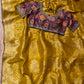 YELLOW COLOUR DOLA SILK READYMADE BLOUSE SAREE EMBELLISHED WITH SEQUINS & ZARDOZI WORK ( UNSTITCHED BLOUSE INCLUDE )