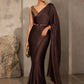 BROWN COLOUR ORGANZA SATIN SAREE WITH UNSTITCHED TISSUE BLOUSE