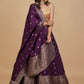 PURPLE BANARASI LEHENGA WITH DUPATTA AND MONOTONE BLOUSE