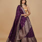 PURPLE BANARASI LEHENGA WITH DUPATTA AND MONOTONE BLOUSE