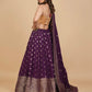 PURPLE BANARASI LEHENGA WITH DUPATTA AND MONOTONE BLOUSE