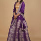PURPLE BANARASI LEHENGA WITH DUPATTA AND MONOTONE BLOUSE