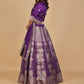 PURPLE BANARASI LEHENGA WITH DUPATTA AND MONOTONE BLOUSE