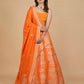 ORANGE BANARASI LEHENGA WITH DUPATTA AND MONOTONE BLOUSE