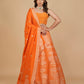 ORANGE BANARASI LEHENGA WITH DUPATTA AND MONOTONE BLOUSE