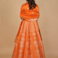 ORANGE BANARASI LEHENGA WITH DUPATTA AND MONOTONE BLOUSE